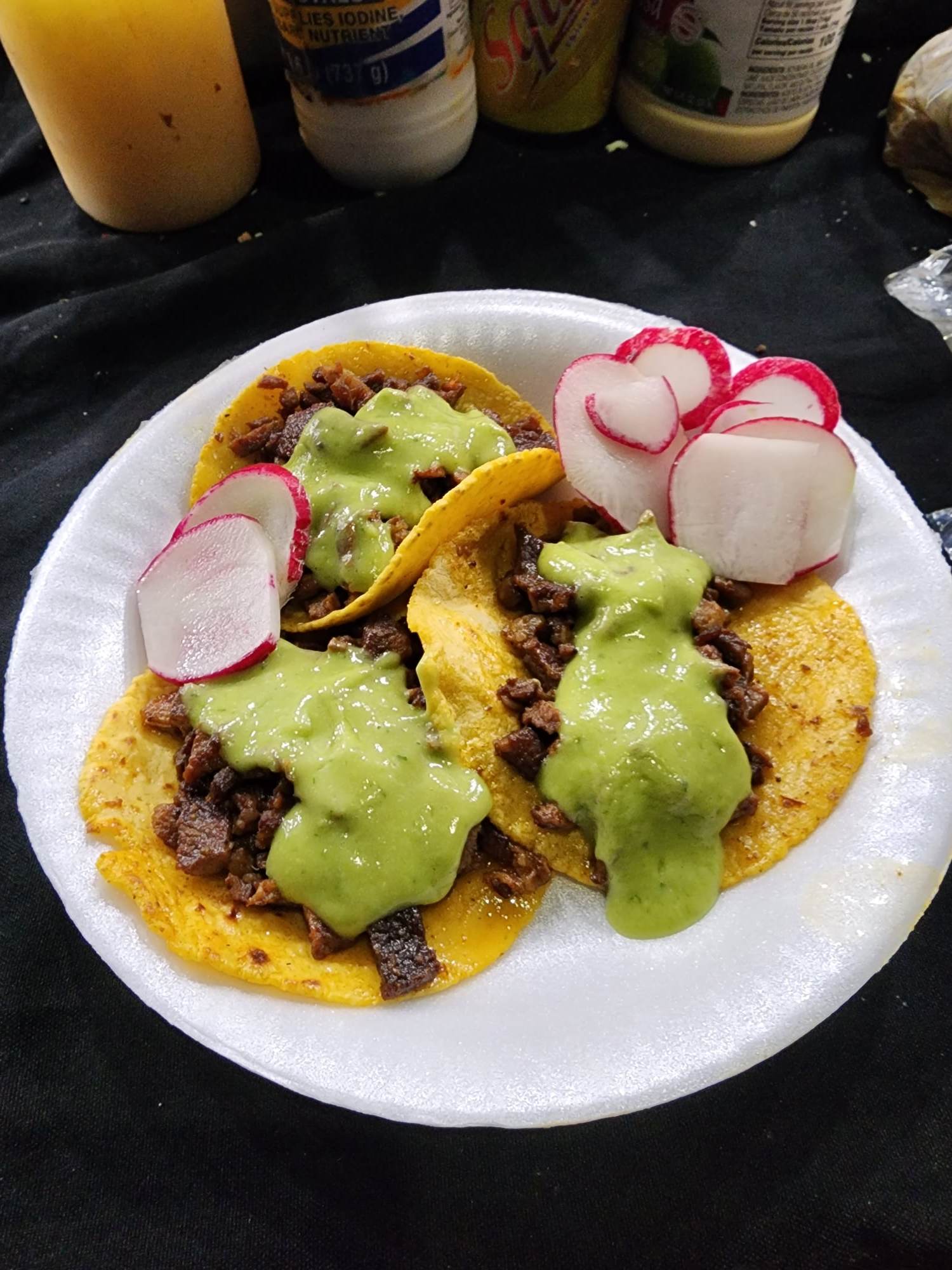 Tacos asada with salsa verde